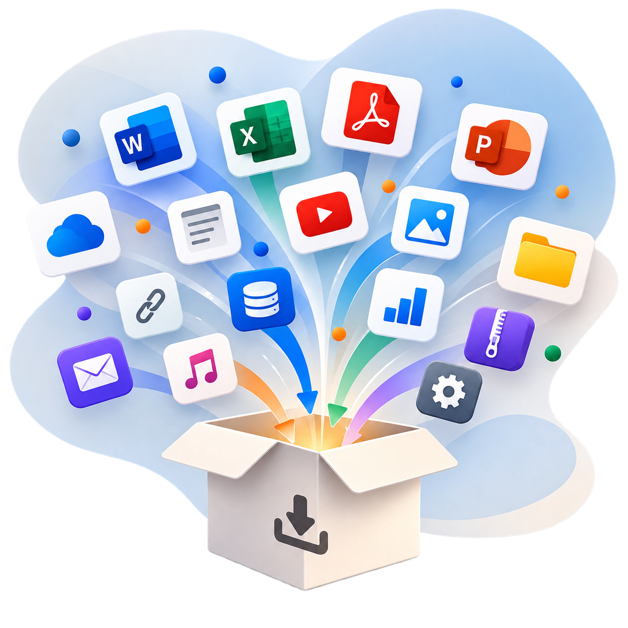 Apps and files available to download from one account
